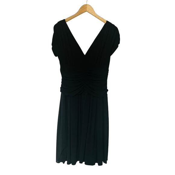 J.R. Nites By Carol Lin Surplice Neck Draped Dress Size 14 NWT Black - Picture 1 of 6